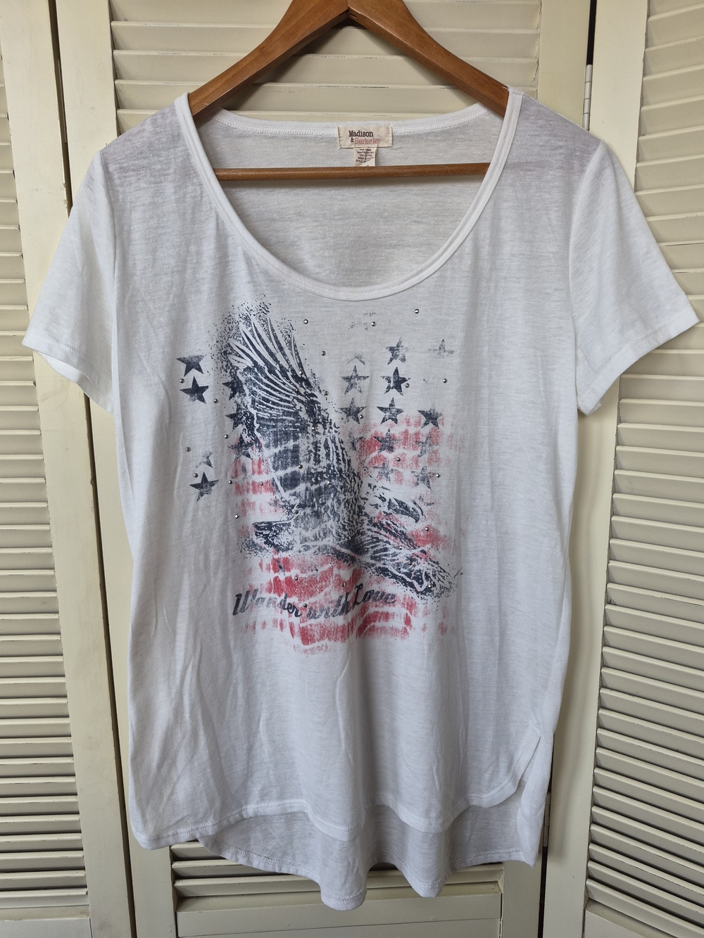 Madison & Berkeley Women's Patriotic Eagle Short Sleeve Tee Size XL